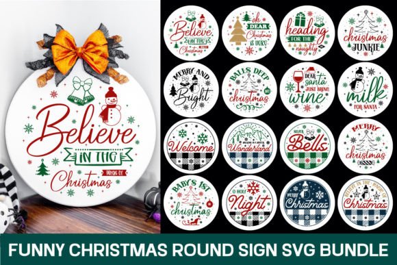 Funny Christmas Round Sign Svg Bundle