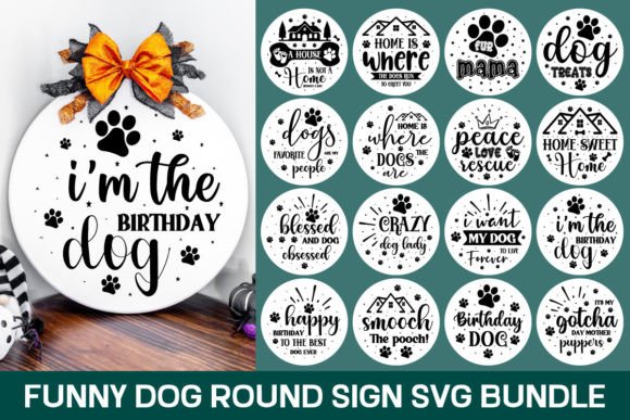 Funny Dog Round Sign Svg Bundle