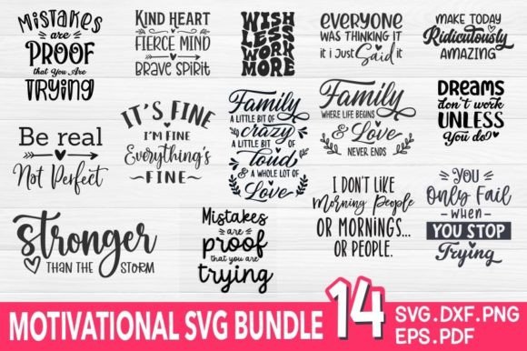 Motivational SVG Bundle: 14 Designs for Real Embroidery Projects